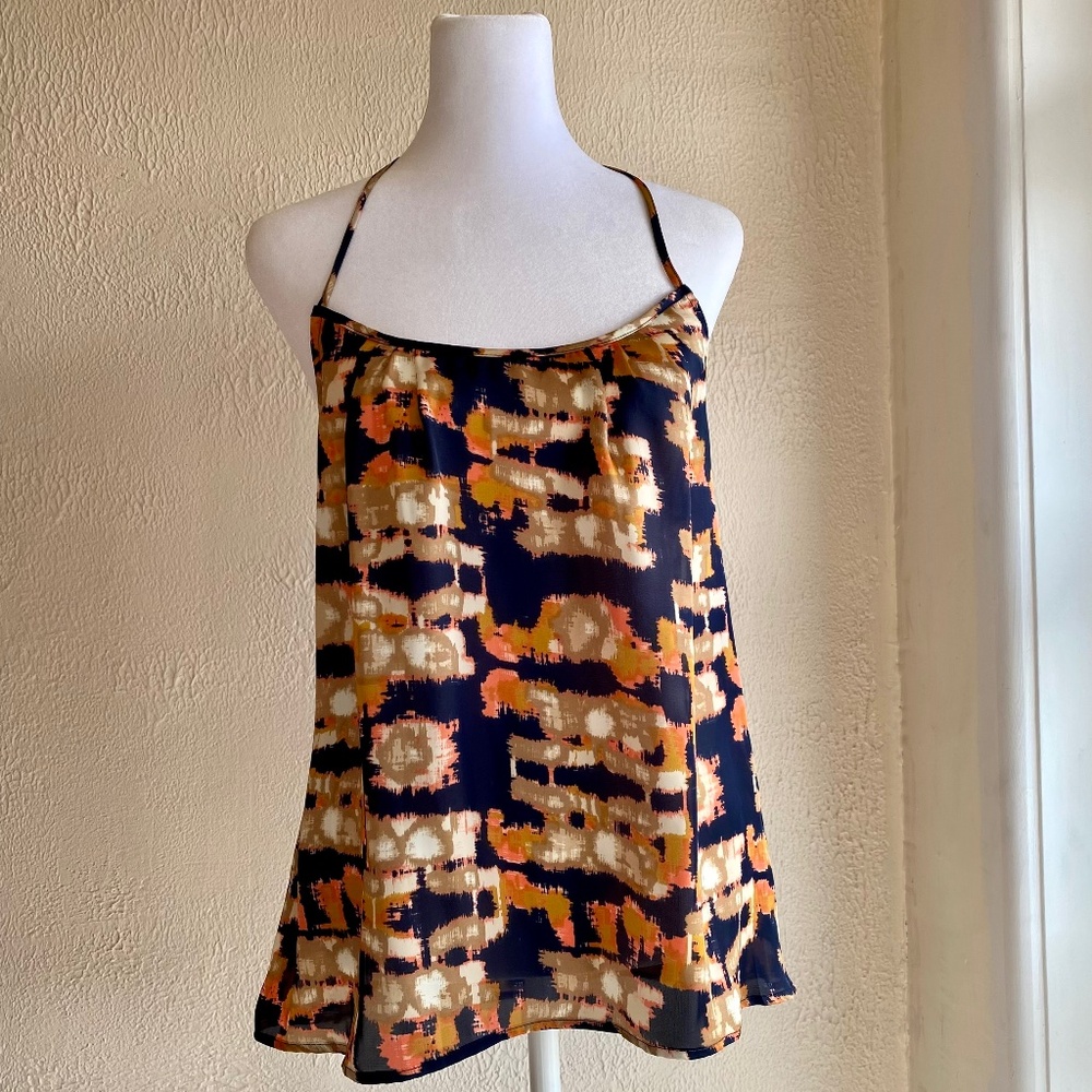 NWT Collective Concepts Y back tank camisole in peach, navy, tan & white…